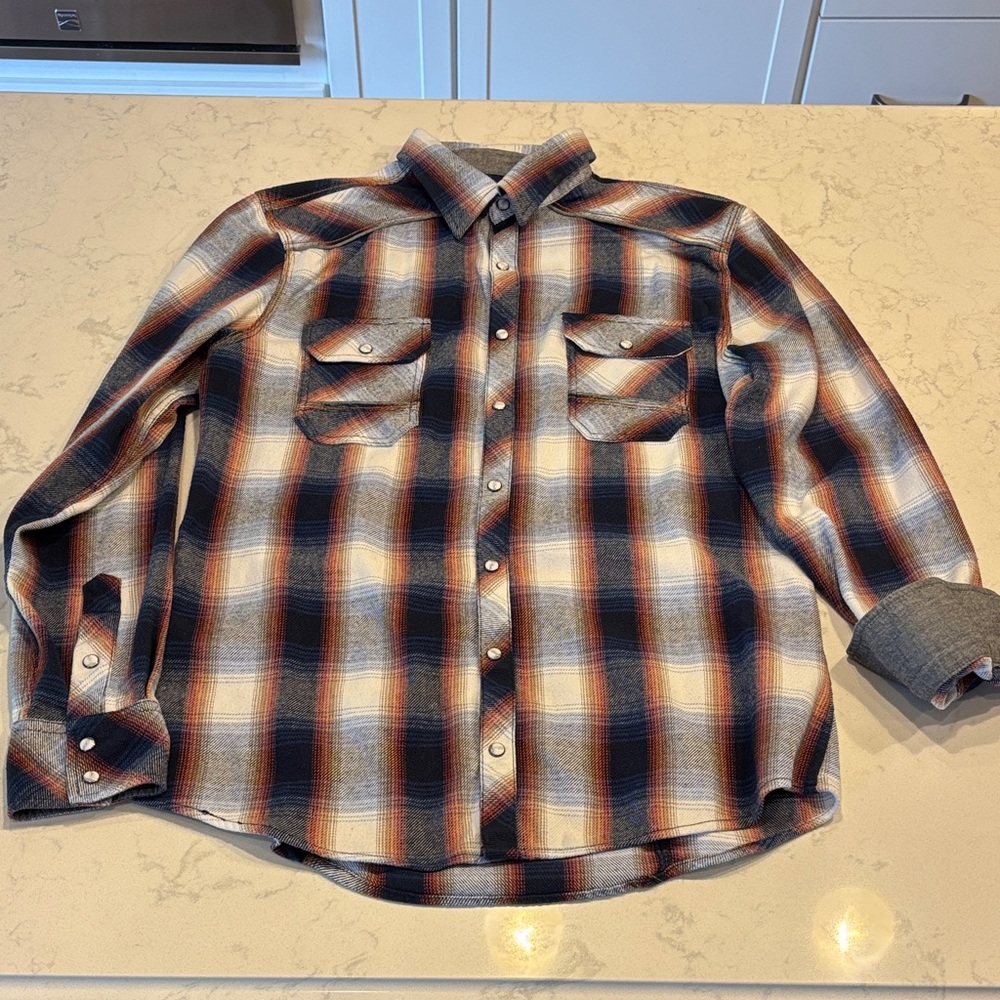 BKE Men's Casual Plaid Flannel Shirt - Blie, Brown, Cream